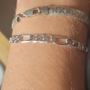 .925 Sterling Silver Plated 6mm Figaro Bracelet Jewelry Highest Quality [8"] ✨